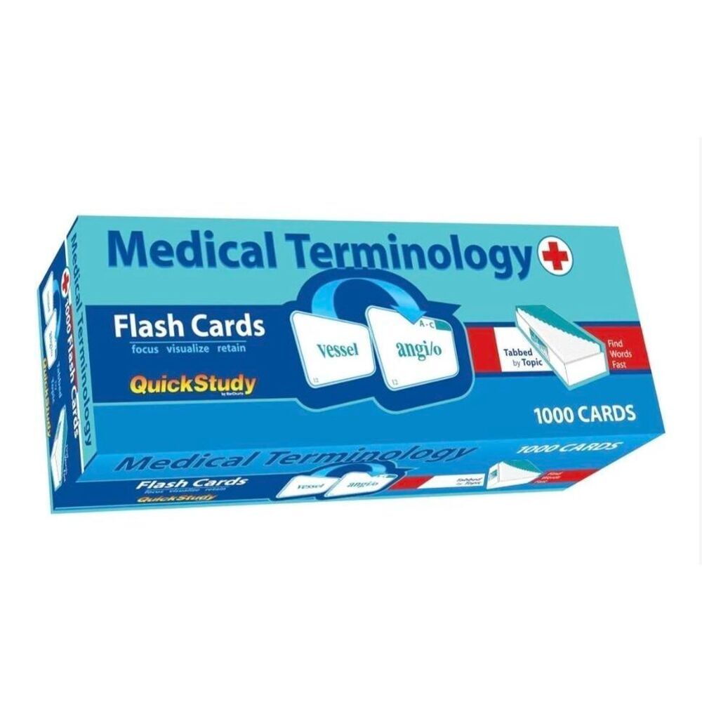 QuickStudy Medical Terminology Flash Cards - 1000 Study Cards, Color-Coded